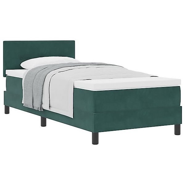 vidaXL Bett Boxspringbett mit Matratze Dunkelgrün Einzelbett Samt (1-tlg) günstig online kaufen