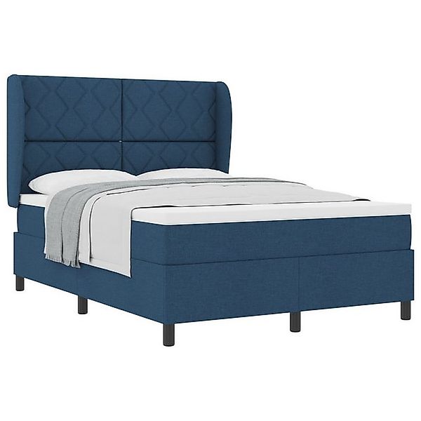 vidaXL Bett Boxspringbett mit Matratze Blau 140x190 cm Stoff (1-tlg) günstig online kaufen