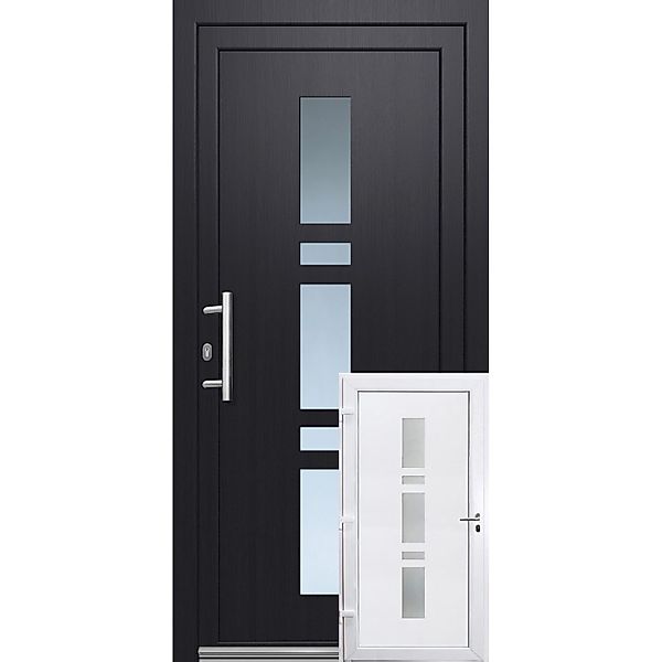 Premium Kunststoff-Haustür SMK 017 Anthrazit-Weiß 110 cm x 210 cm DIN L günstig online kaufen