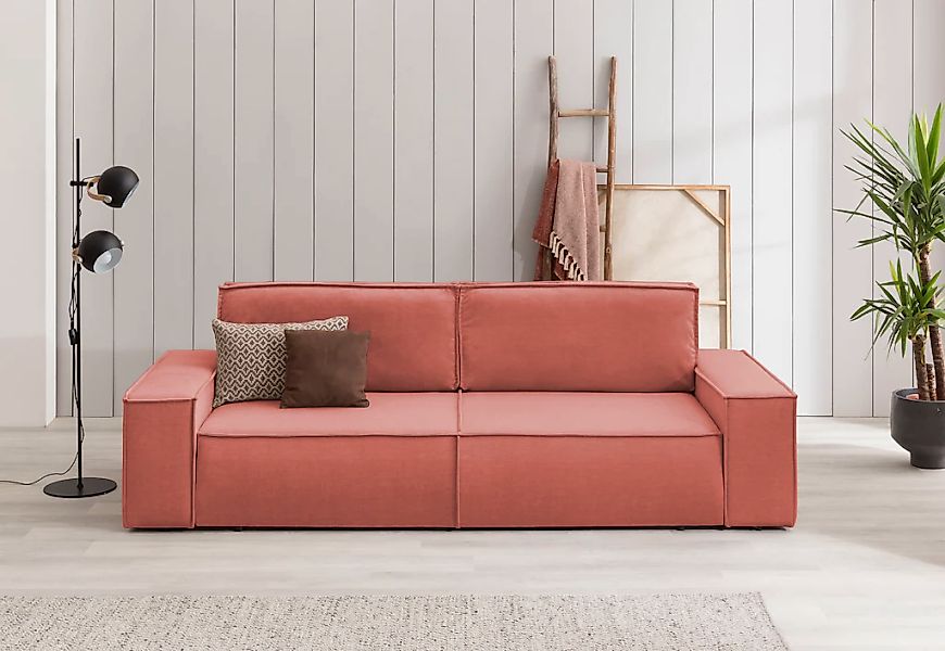 Home affaire 3-Sitzer "SHERWOOD Schlafsofa (257cm) Cord, Samtvelours, Vinta günstig online kaufen