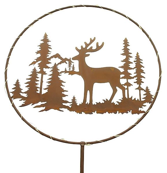 Dekoleidenschaft Gartenstecker "Rentier im Wald" aus Metall mit Echtrost Ø günstig online kaufen