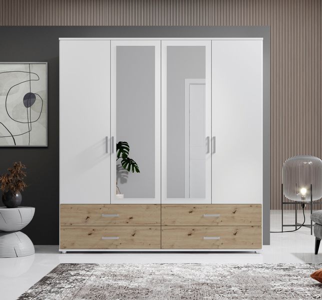 Schlafkontor Drehtürenschrank "Ivar Kleiderschrank mit Spiegel" inklusive 2 günstig online kaufen