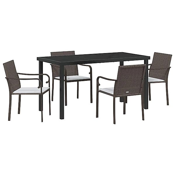 vidaXL Garten Essgruppe 5-Tlg Braun Poly Rattan 3379046 günstig online kaufen