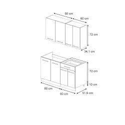 Vicco Küchenzeile Fame-Line, Hellblau-grau/Weiß/Weiß, 140 cm günstig online kaufen