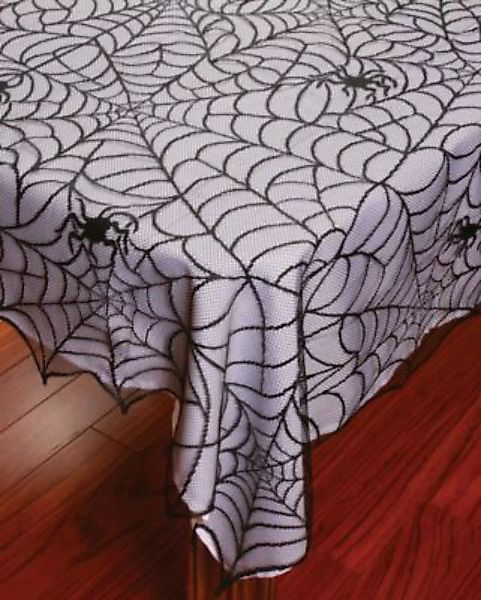 Spinnweben Spitzen Tischdecke als Halloween Tischdeko Partydeko schwarz günstig online kaufen