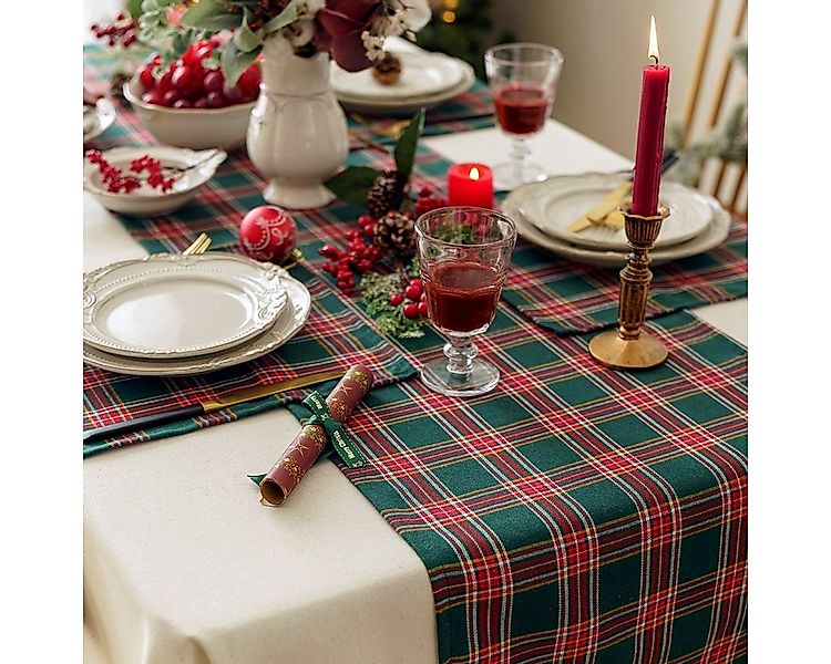 BTTO Tischdecke Tischdecke Weihnachtlich kariertes,Tischläufer Platzsets, W günstig online kaufen
