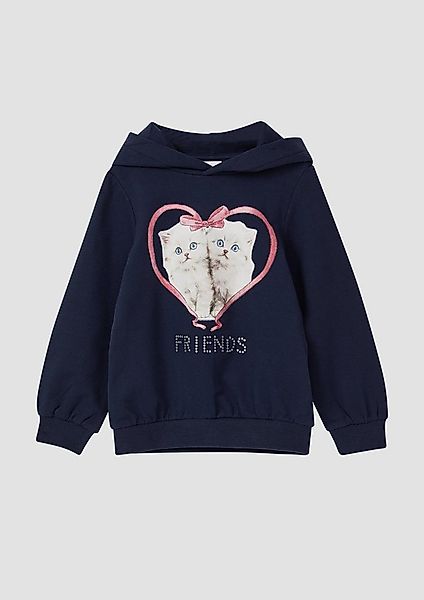 s.Oliver Sweatshirt Sweatshirt Hoodie mit Frontprint und Schmucksteinen günstig online kaufen