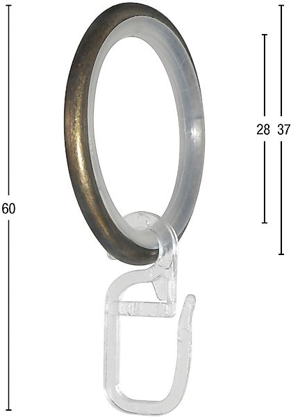 GARESA Gardinenring "Ring mit Haken" für Durchmesser bis 20mm, einfache Mon günstig online kaufen