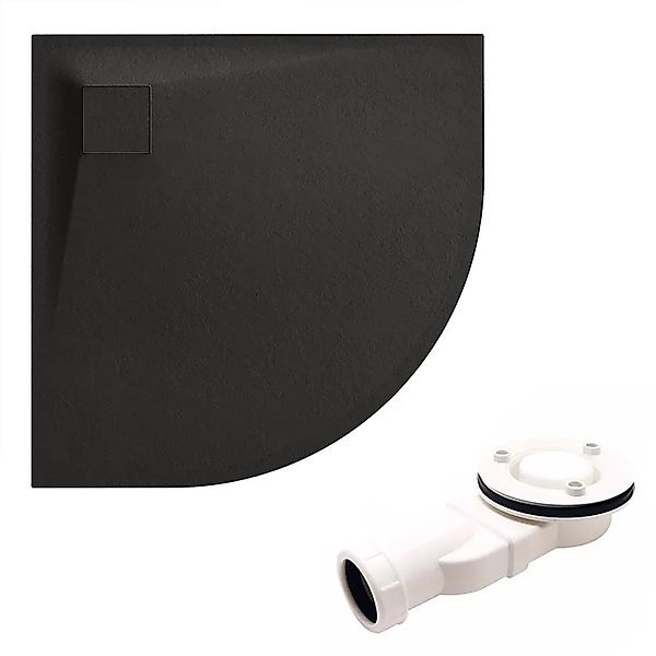 Bad Land Duschwanne Halbrund VIDAR 90x90x3,2 Verbundwerkstoff Schwarz Stein günstig online kaufen