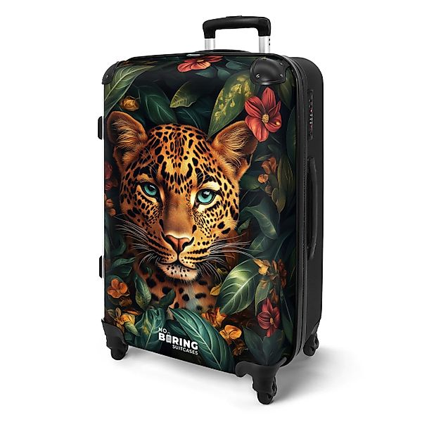 NoBoringSuitcases.com© Hartschalen-Trolley Leopard zwischen tropischen Blum günstig online kaufen