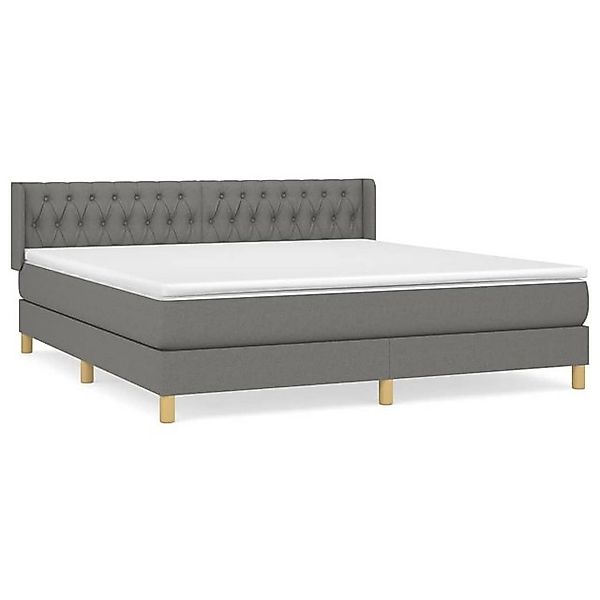 vidaXL Boxspringbett, Boxbett mit Matratze Dunkelgrau 180x200 cm Stoff günstig online kaufen