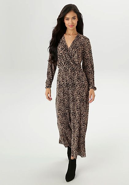 Aniston SELECTED Jerseykleid im trendy Animal-Print und Wickeloptik günstig online kaufen