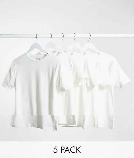 River Island – Muskel-T-Shirt in Weiß, 5er-Set günstig online kaufen