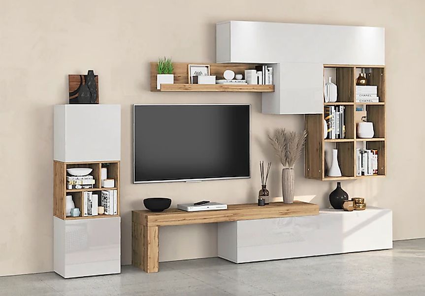 INOSIGN Wohnwand »Chronos Wohnwand, Medienwand, 8-er set« Set, 8 Stk. tlg. günstig online kaufen