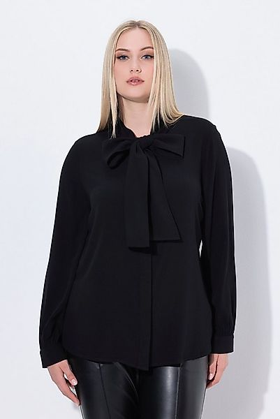 Ulla Popken Satinbluse Bluse angeschnittener Schal Langarm günstig online kaufen