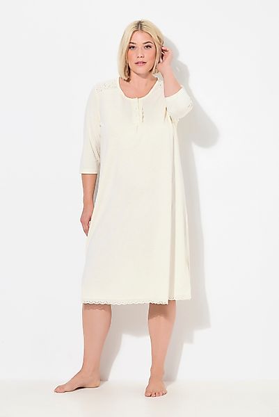 Ulla Popken Nachthemd Nachthemd Lochstickerei Zierfalte günstig online kaufen