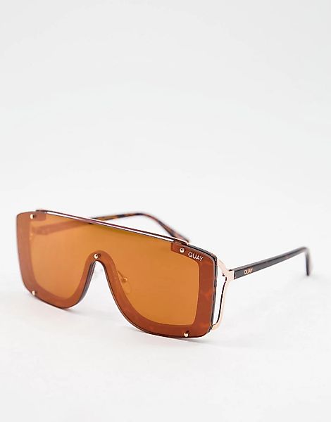Quay – Oversize-Visor-Sonnenbrille in Orange-Braun günstig online kaufen