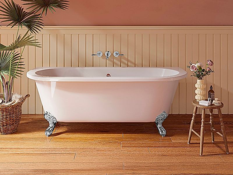 Halb freistehende Retro-Badewanne mit Füßen - 190 l - 170 x 74 x 62 cm - Ac günstig online kaufen