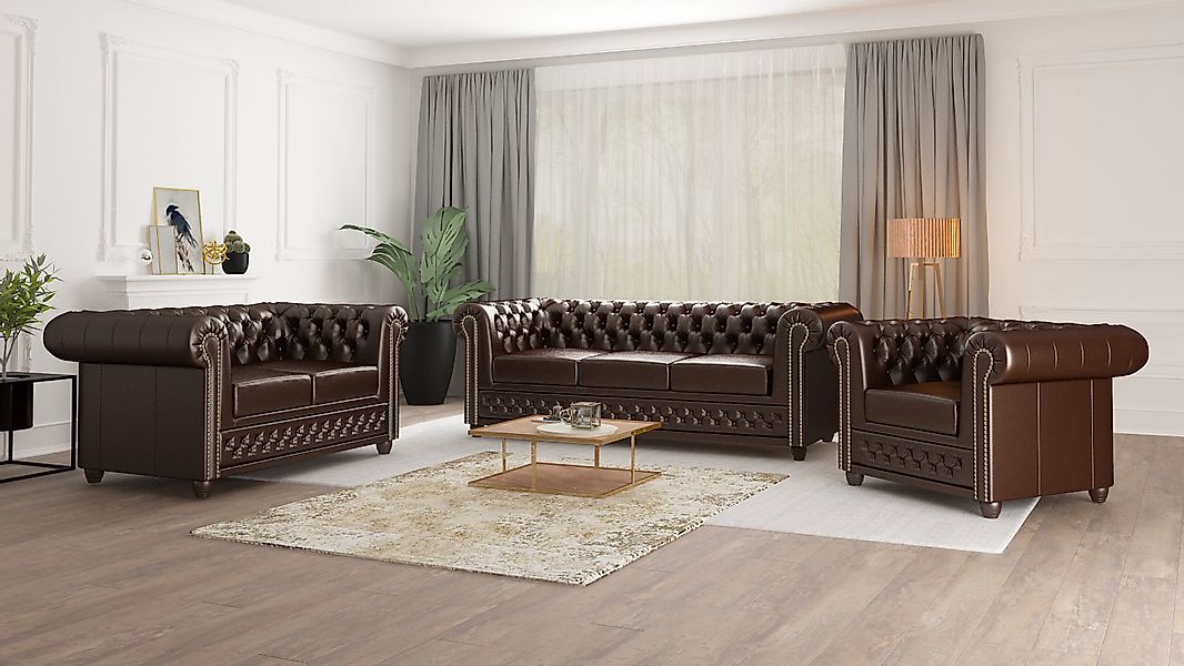 S-Style Möbel Polstergarnitur Chesterfield Jeff 3+2+1 günstig online kaufen