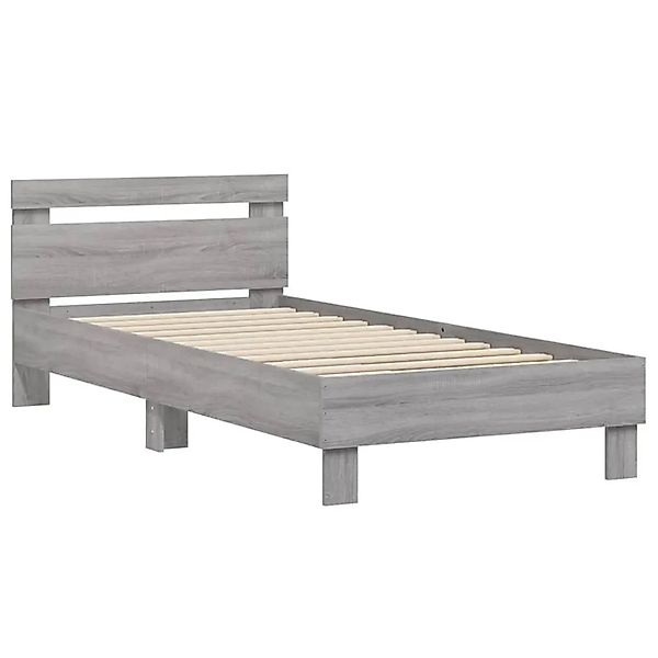 vidaXL Bettgestell mit Kopfteil Grau Sonoma 90x200 cm Holzwerkstoff 838538 günstig online kaufen