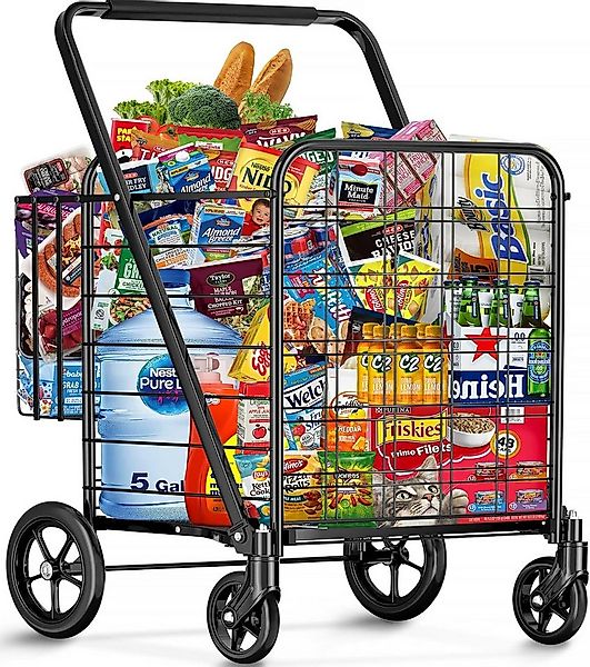 POPOLIC Einkaufstrolley Jumbo-Einkaufswagen mit 201 kg Tragkraft, robuster günstig online kaufen