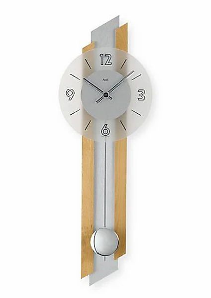 AMS Pendelwanduhr W7207/18 (Quarzuhr, Holzgehäuse, Buche,Esszimmer,Wohnzimm günstig online kaufen