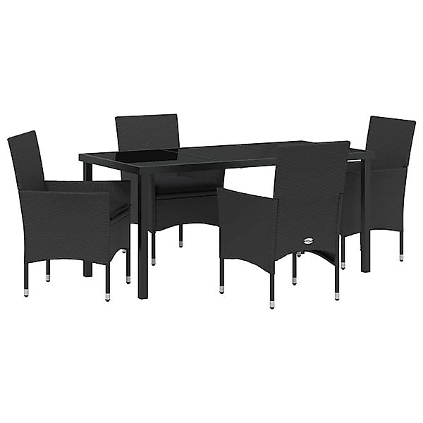 vidaXL Garten Essgruppe mit Kissen 5-Tlg Schwarz Poly Rattan 3379775 günstig online kaufen