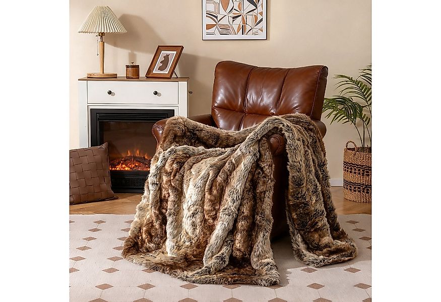 Wohndecke, COSTWAY, Kuscheldecke, Sofadecke, luxuriöse Felldecke, 153 x 203 günstig online kaufen