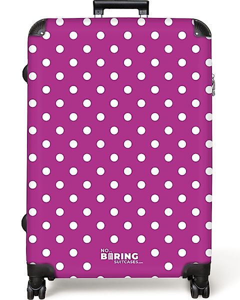 NoBoringSuitcases.com© Hartschalen-Trolley Weiße Punkte auf lila günstig online kaufen