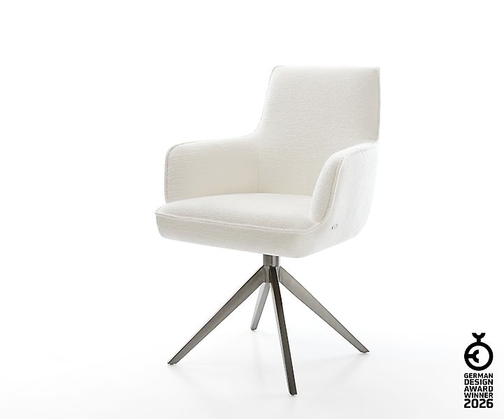 Drehstuhl Heira-Flex mit Armlehnen Bouclé Soft Beige Kreuzgestell breit Gra günstig online kaufen