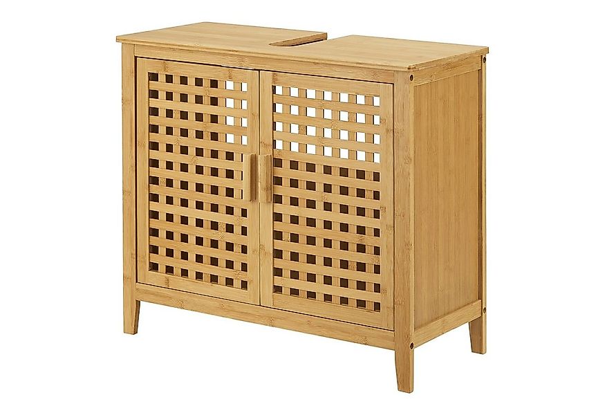 en.casa Waschbeckenunterschrank »Ingarsmö« 2 Türe 60 x 67 x 30 cm Bambus Na günstig online kaufen