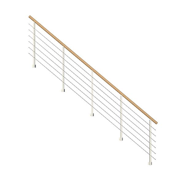 StarWood Metallgeländer Kos mit Rundhandlauf Eiche 375 cm Weiß FSC® günstig online kaufen