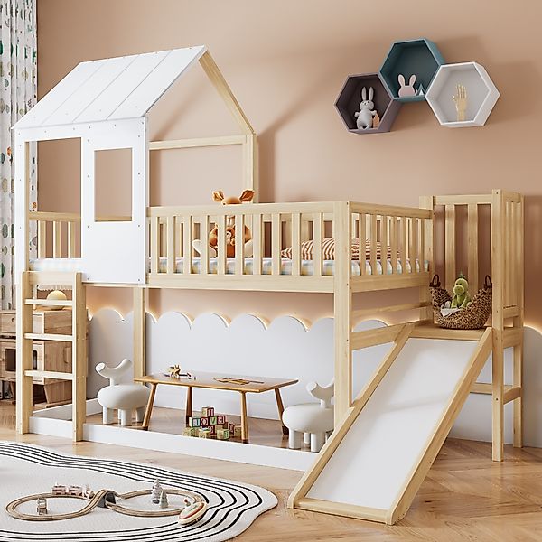 TavilaEcon Etagenbett Hausbett Kinderbett mit Dach günstig online kaufen