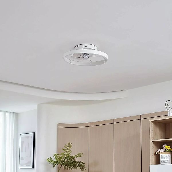 Lindby LED-Deckenventilator Momitu, weiß, Aluminium, Ø 50 cm günstig online kaufen