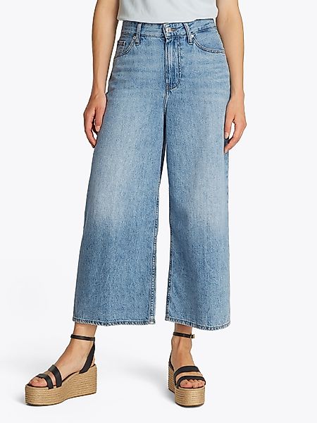 Tommy Hilfiger Weite Jeans "Wide Leg High Waist", mit Logo-Badge, in blauer günstig online kaufen