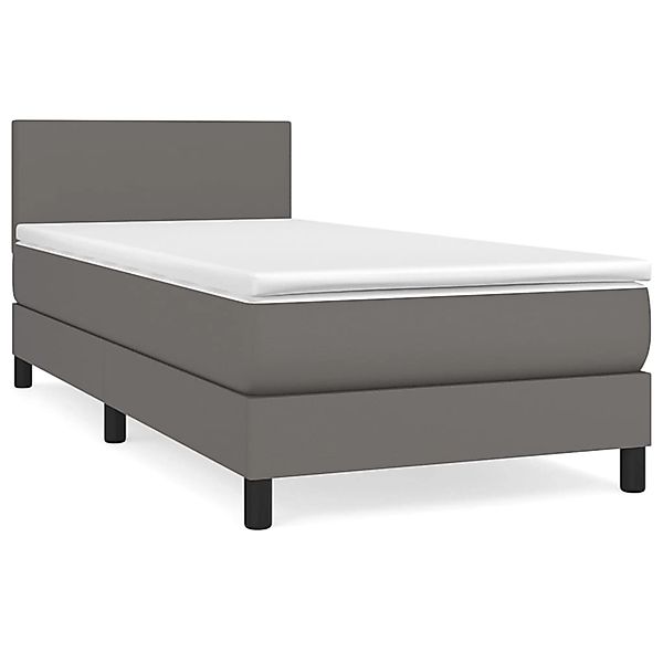 vidaXL Boxspringbett mit Matratze Grau 100x200 cm Kunstleder1389715 günstig online kaufen