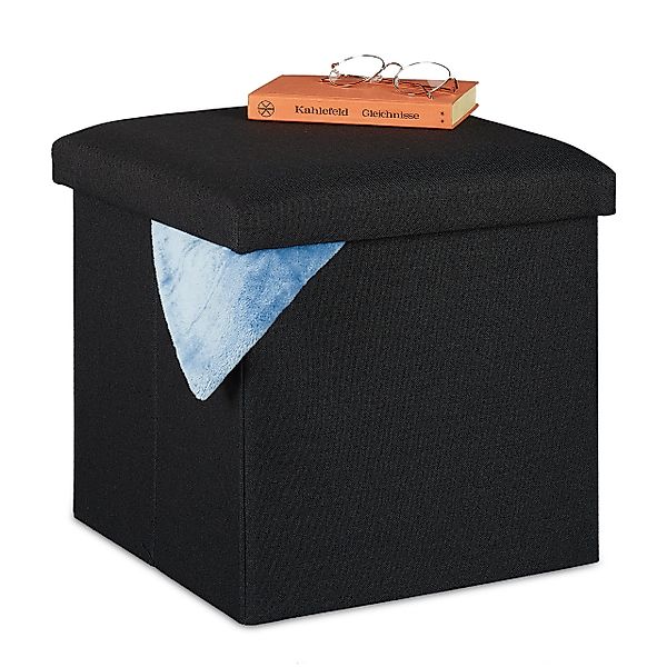 relaxdays Sitzhocker mit Stauraum, Schwarz günstig online kaufen
