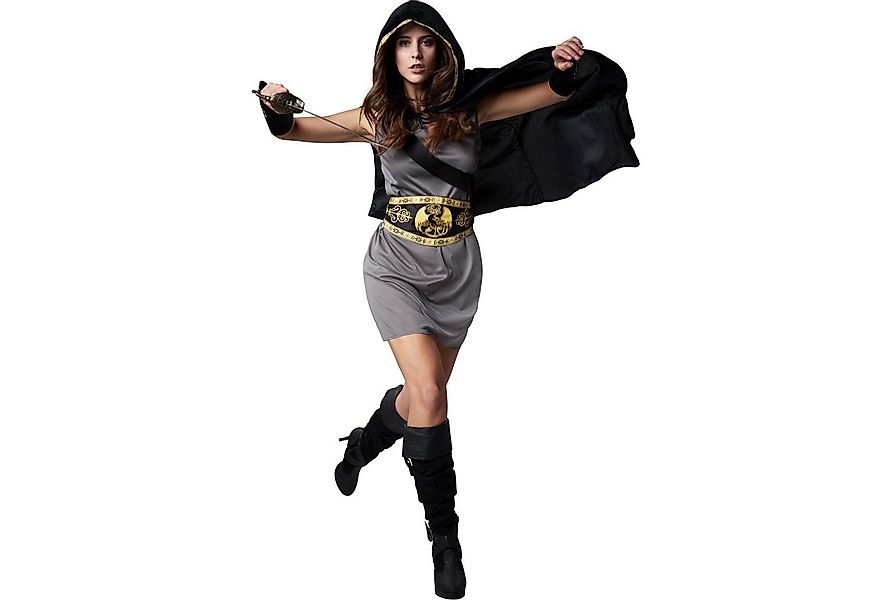 dressforfun Kostüm Frauenkostüm Flinke Jägerin, Knielanges, graues Kleid oh günstig online kaufen