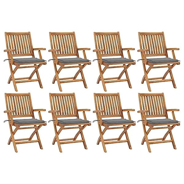 vidaXL Klappbare Gartenstühle mit Kissen 8 Stk Massivholz Teak 3072778 günstig online kaufen