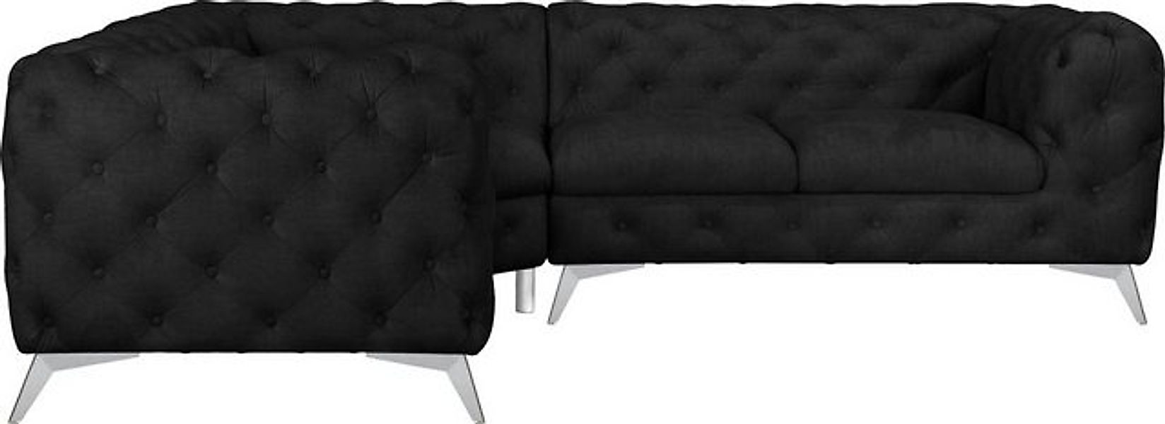 Leonique Chesterfield-Sofa Ecksofa GLYNIS L-Form mit Wellenunterfederung, M günstig online kaufen