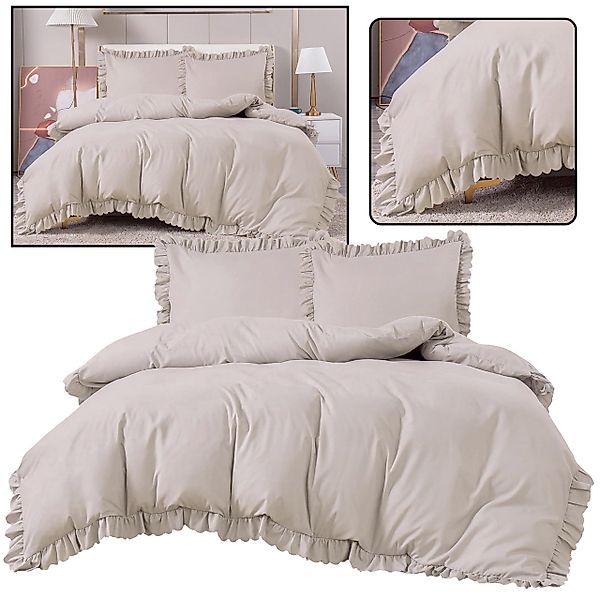 Sarcia.eu Bettwäsche Bettwäsche-Set Cappucino mit Rüsche, günstig online kaufen