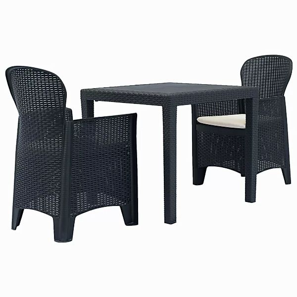 3-tlg. Bistro-set Kunststoff Anthrazit Rattan-optik günstig online kaufen