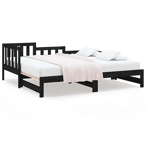 vidaXL Bett, Tagesbett Ausziehbar Schwarz 2x(80x200) cm Massivholz Kiefer günstig online kaufen
