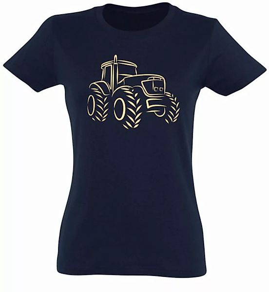 Baddery Print-Shirt Damen : Traktor - Geschenk für Traktorfahrerin - T-Shir günstig online kaufen
