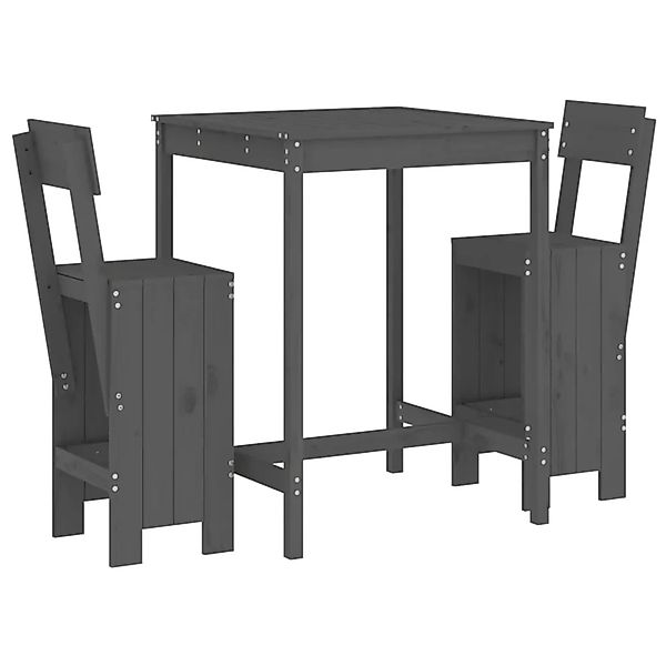 vidaXL 3-tlg Gartenbar-Set Grau Massivholz Kiefer Modell 3 günstig online kaufen