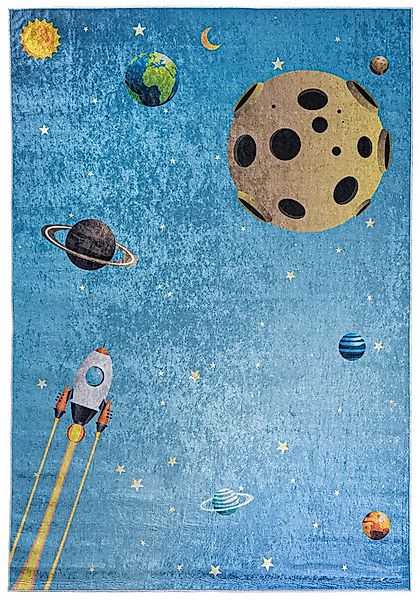 Mazovia Kinderteppich Kinderteppich Kinderzimmerteppich Planeten Weltraum, günstig online kaufen