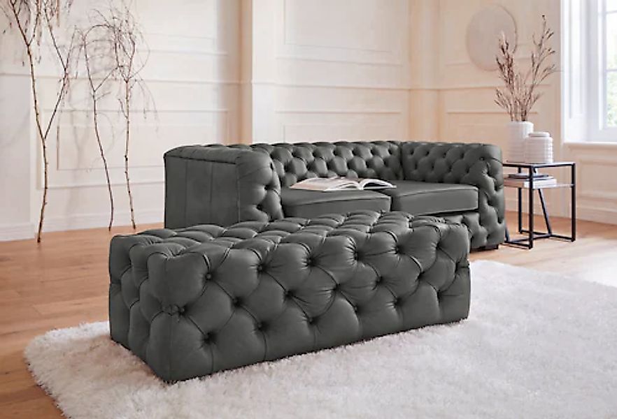 Home affaire Polsterhocker "Kalina", mit klassischer Chesterfield-Knopfheft günstig online kaufen