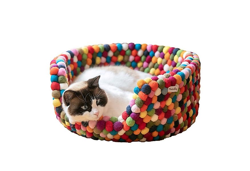 naturling Katzenliege Katzenbett aus bunten Filzkugeln, 100% Kuschelwolle, günstig online kaufen