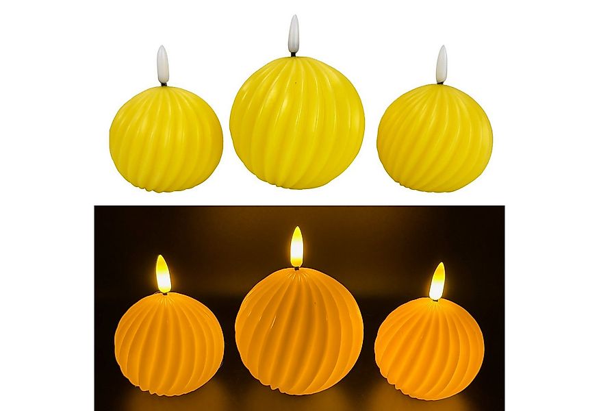 Online-Fuchs LED-Kerze 3er Set LED-Kugelkerzen mit Timer in moderner Rillen günstig online kaufen