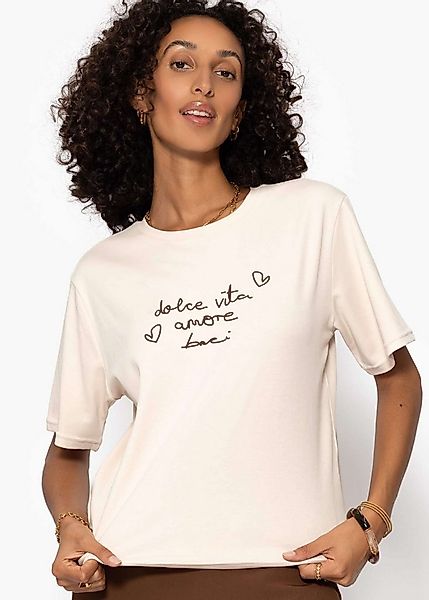 SASSYCLASSY T-Shirt T-Shirt mit LA DOLCE VITA Print Damen Legeres T-Shirt m günstig online kaufen